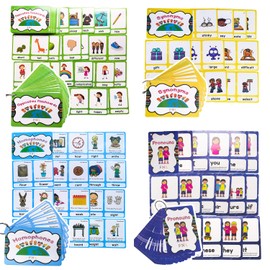 Richardy Synonyms/Antonyms/Pronouns/Homophones 4 Themes Flashcards Building Vocabulary Pocket Cards Educational Learning Toys Pre-Kindergarten Classroom Supplies