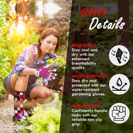 Dvox Leather Gardening Gloves, Heavy Duty Thorn Proof Work Gloves for Men and Women, Non-Slip Rigger Multipurpose Gloves, Ideal Gardening Gift (Pink, L)