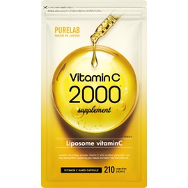 PURELAB High Concentration x Lasting Liposome, Vitamin C Supplement, 2,000 mg, Cysteine NMN Time Release Vitamins, 210 Tablets, Approx. 30 Day Supply, Made in Japan