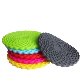 Multicoloured Drinks Coasters Set of 6 by Stone & Thyme - a UK Brand. Non Slip, Heatproof & Easy to Clean. Colourful Decorative Home Accessories That Protect All Surfaces.