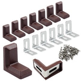 Zorveiio 20 Pcs 1" Plastic Right Angle Bracket L Brackets, Metal 90 Degree Corner Brace Corner Support for Wood Shelf Chair Cabinet Box-Brown