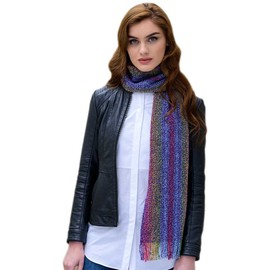 Ladies Merino & Cashmere Scarf, Made in Ireland, Rainbow Colors.