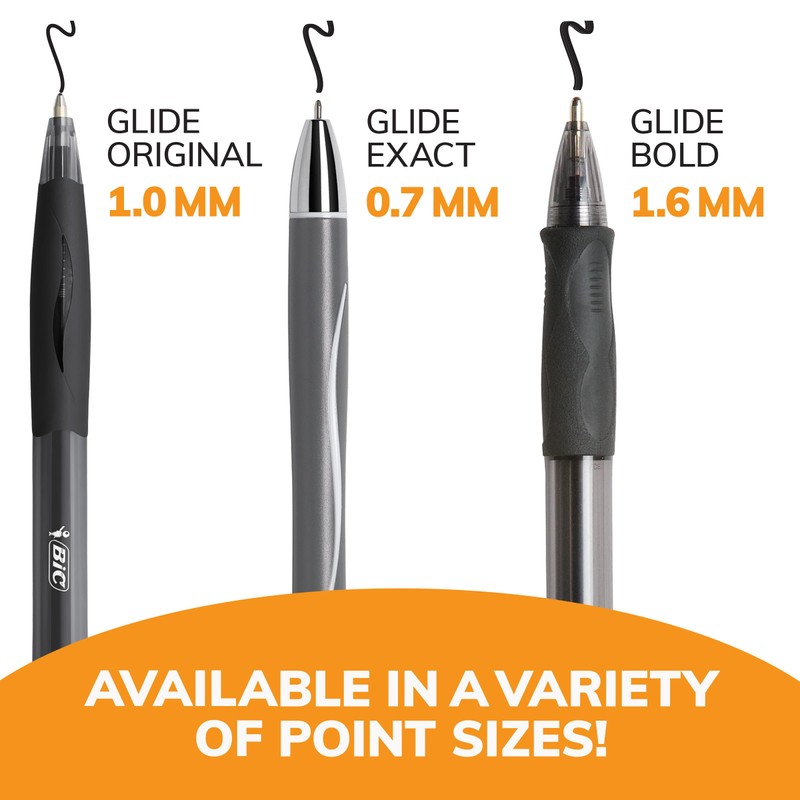 BIC Glide Black Retractable Ballpoint Pens, Medium Point (1.0mm), 4-Count