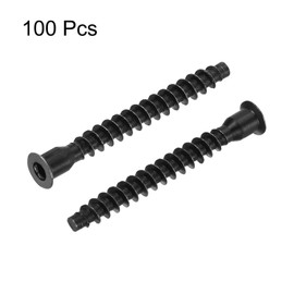 sourcing map 100Pcs M7x60mm Hex Socket Countersunk Head Self Tapping Connecting Screws Carbon Steel Furniture Confirmat Screw, Black