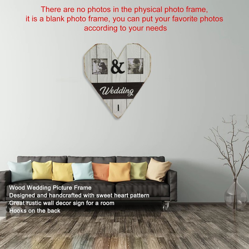 Wood Wedding Picture Frame Key Hook Wall Hanging Decoration Love