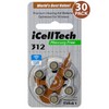 iCellTech Size 312 Hearing Aid Batteries PR41 P312 MF Zinc Air 1.45V (30 Pack)