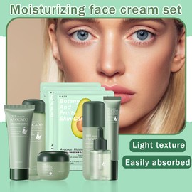 9 Pcs Avocado Skincare Set with Moisturizing Facial Cleanser,Toner,Face Serum, Face Cream, Eye Cream, Facial Lotion and 3 Hydrating Sheet Masks Skin Care Set