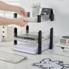 RHONZHAO Clear Stackable Paper Tray, 2-Tier Desk Organizer for Office