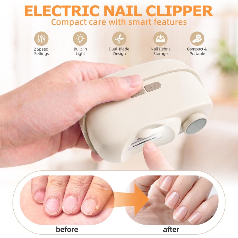 Electric Nail Clippers, 3 in 1 Automatic Nail Trimmer USB