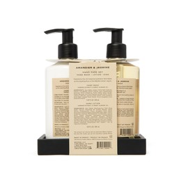 Flora Mediterranea Amandier & Jasmine Hand Care Duo Caddy Set, Hand Wash (9.97 fl oz) with Hand Lotion (9.97 fl oz) & Silicone Dish