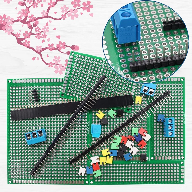 RUNCCI-YUN 48 Pieces PCB Board Kits Hole Grid Board Kit