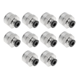 HOPESPANNER Push to Connect Air Fittings 5/32" Male Thread Air Line Quick Connector Plastic Metal 3/8" BSPT 10 Pcs Black Silver Tone