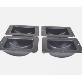Four (4) Recessed Black Castor Dish 6" x 4" to Fit 3" or 4" Wheels For ATA Cases