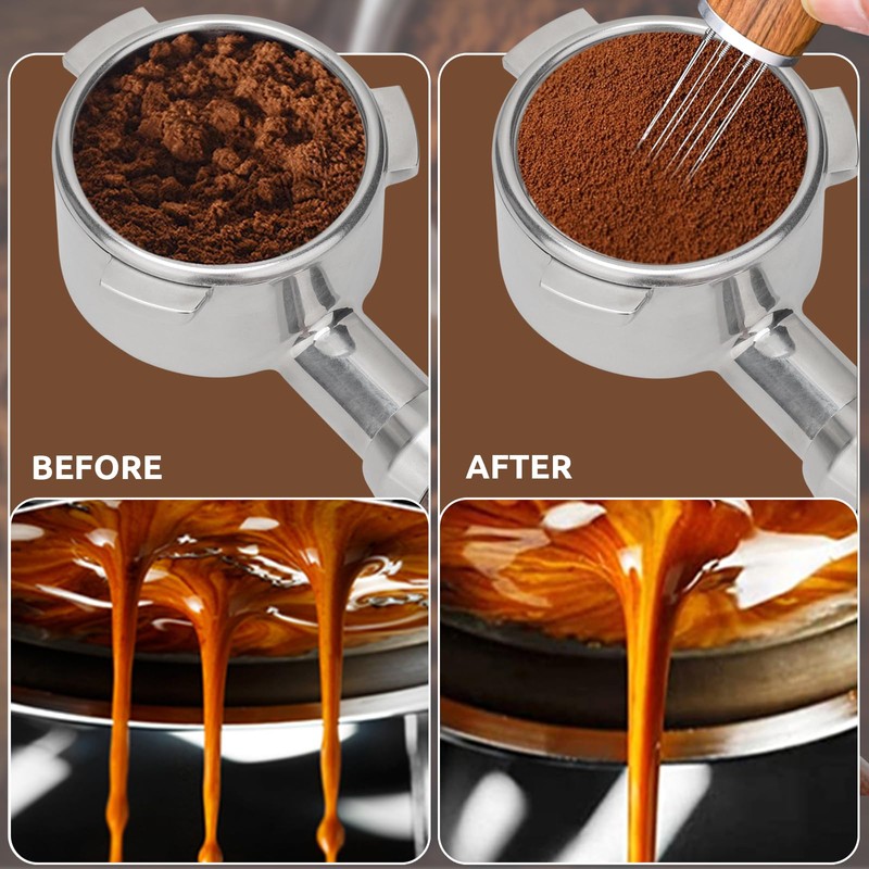 WDT Espresso Stirrer Tool Espresso Distribution Tools,Extra 8x0.4mm Replaceable Stainless