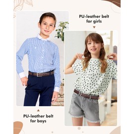 Kajeer Children's Leather Belt for Boys - Classic Boys Girls Kids Belt for School Uniforms, Suits, Jeans with Alloy Prong Buckle, dark brown