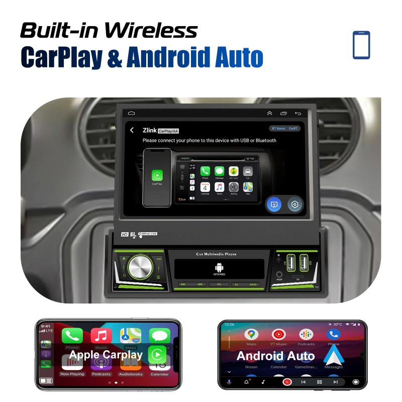 ESSGOO 7" Flip Out Stereo Car Radio Single 1 Din
