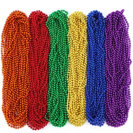 JOYIN 120 PCS Mardi Gras Beads Necklace, 6 Colors Bead Necklace Set for Mardi Gras Party Favors Supplies, Costume Accessories, Masquerade Decorations (Red, Gold, Green, Blue, Purple & Orange)
