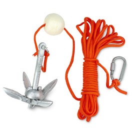 BeGrit Small Boat Anchor Kit Folding Grapnel Anchor Carbon Steel for Canoe Jet Ski SUP & Paddle Board 1.5 lb with 32.8 ft Anchor Tow Rope Carrying Bag