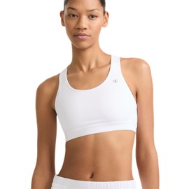 Champion Women's Sports Bra, High-Impact Compression, Moisture Wicking, White, XX-Large