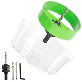HLOFIZI 4-1/4 Inch Carbide Hole Saw for 4" Recessed Lights Can Lights, 4.25" Hole Saw Cutting Ceiling Plaster Drywall with Dust Bowl, 2X Faster