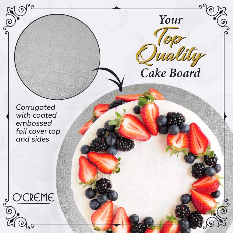 O'Creme Silver Wraparound Cake Pastry Round Drum Board 1/4 Inch