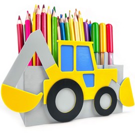 KAJAWIS Desk Organiser, Excavator, 3D Pencil Holder, Car Pencil Case, Pencil Holder, EKO