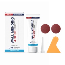 Drywall Repair Kit with Scraper, Two Sheets of Round Sandpaper, Caulking Paste, and Spiked Cap - Repair kit for caulking Plaster Wall Holes, dents, Wood Scratches, and Cracks in Home renovations