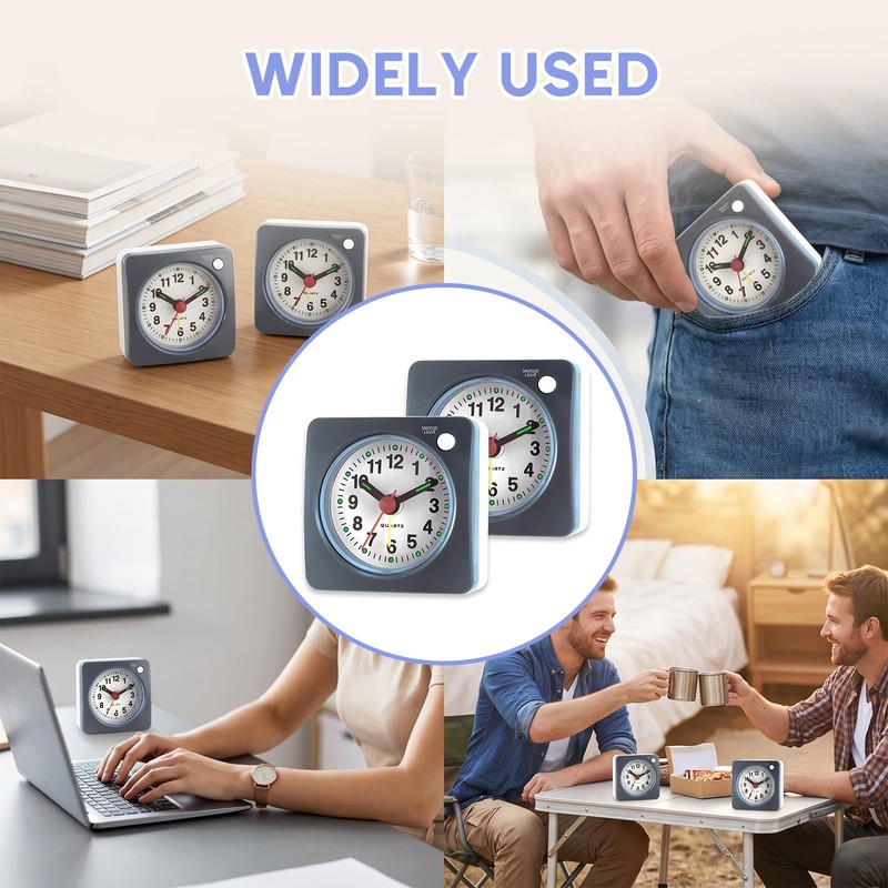 Guttiuaa Silent Alarm Clocks Bedside Non Ticking, 2 Pcs Simple