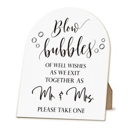 ANIANG Wedding Bubbles Desk Decor, Bubbles for Wedding Decor, BubblesWedding Wood Arch Sign, WeddingAccessories for Reception Wooden Sign with Stand for WeddingSend Off, 8x10 Inch