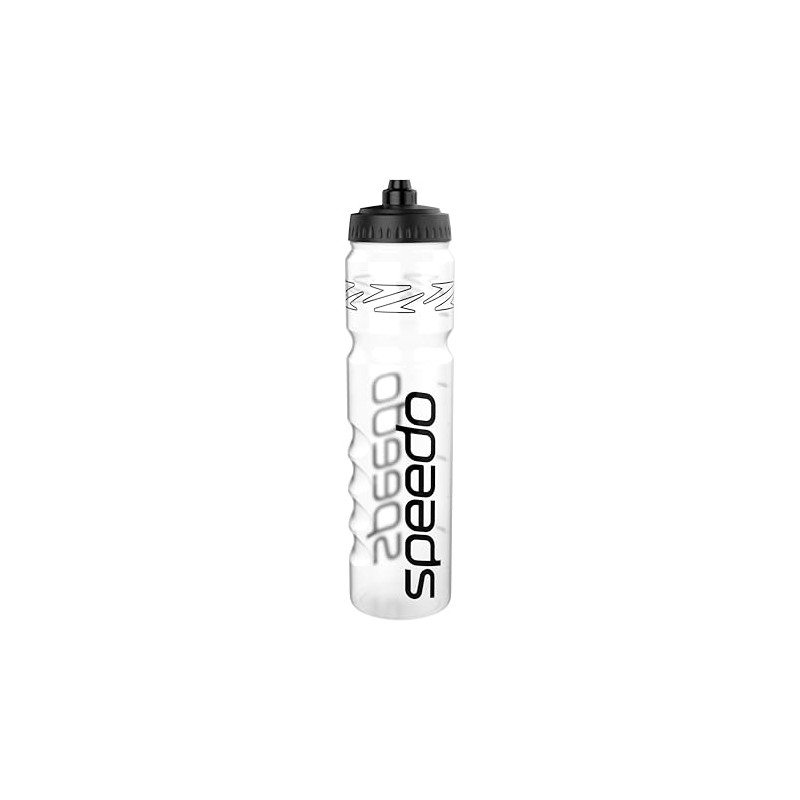 Speedo 1 Litre Water Bottle | Ergonomic Design, Clear/Black, One