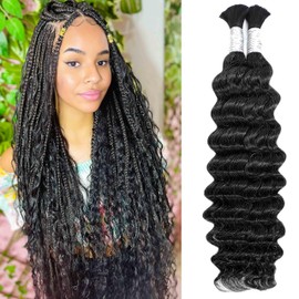 Deep Wave Bulk Human Hair for Braiding Boho Braids Water Wave Human Hair 16 Inch 100g Wet And Wavy Human Braiding Hair 100% Water Wave Human Hair Bundles for Braids Curly Human Hair Extensions