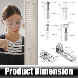Bifold Door Hardware Set, 2 Pack Closet Door Hardware Replacement Contains Top and Bottom Pivots, Brackets and Guide Wheel, Folding Door Hardware for 1" to 1-3/8" Thick Doors, Accordion Door etc