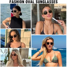 WOWSUN Trendy Oval Sunglasses for Women 2024 Retro Classic Shades UV400 Protection 3pack-Gold Gray+Gold Gray+Gold Brown