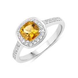 Rafaela Donata Damen Ring aus 925/- Sterling Silber rhodiniert mit Citrin gelb Edelsteinring Edelsteingröße 6,00 mm