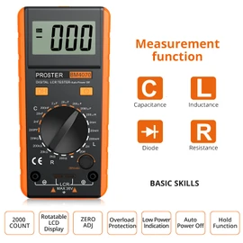 Proster LCR Meter, Capacitive Tester, Inductance, Resistance Measurement, Large LCD Display, Test Lead, Alligator Clip Included