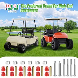 10L0L Golf Cart Spring Bushing Kit with Screw Nut-Rear Leaf Springs Shackles Bushing Sleeve for EZGO TXT/Medalist (1994-up) & Club Car DS (1981-up), Replaces Parts 70289-G02 70291-G01 14158-G1 (Red)