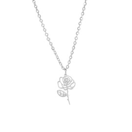kkjoy Birth Month Flower Necklace Stainless Steel June Birth Flower Rose Pendant Necklace Best Friend Necklace Jewellery Gifts for Women Girls