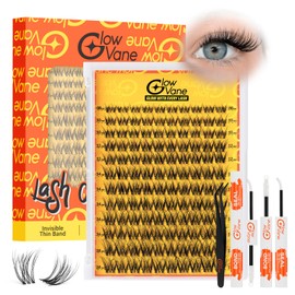 Volume Eyelashes-Individual Kit D Curl, Glowvane Lashes Individual Cluster, DIY Eyelash Extension Easily at Home, Reusable Eyelash Clusters with Lash Bond and Seal and Lash Tweezers (Volume D)