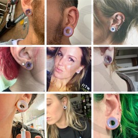 ZS 1 Pair Double Flared Nature Stone Ear Tunnel Plugs Gauges for Ear, 4G 2G 0G 00G 1/2" Gauge Earrings Piercing Jewellry for Men Women (Pink, 1/2")