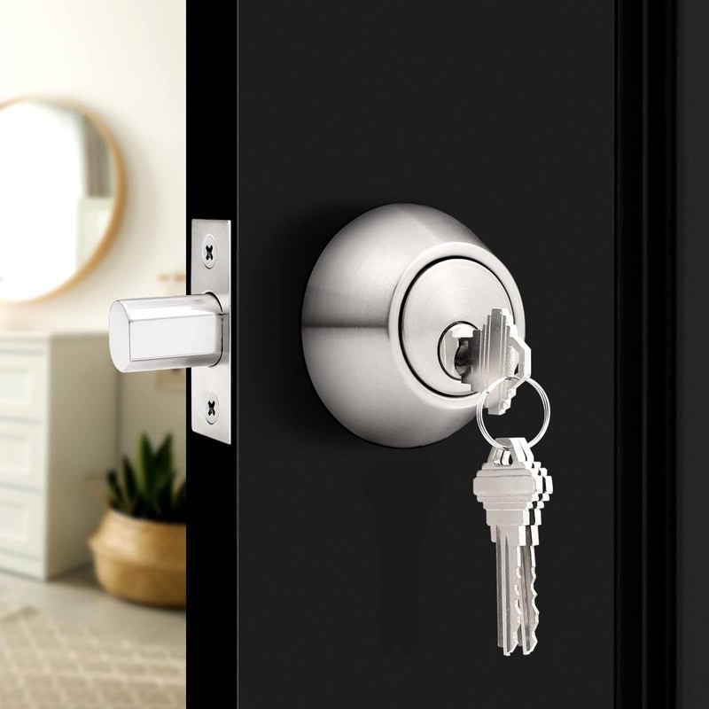 Probrico 2 Pack Satin Brushed Nickel Double Cylinder Deadbolt Lock,