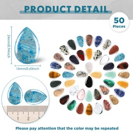 50 Pieces Worry Stones for Anxiety Teardrop Crystal Bulk 0.9 Inch Waterdrop Gemstone Thumb Healing Stress Pocket Stone Teardrop Pendants Bulk Stones Decor for Witchcraft DIY Meditation (Fresh Colors)