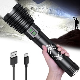 Rechargeable Flashlights 6000.000 High Lumens, Super Bright LED Flashlight with Long Handle, Large Capacity Battery, Zoomable & 6 Modes, Waterproof Handheld Flashlight for Camping Emergencies Home