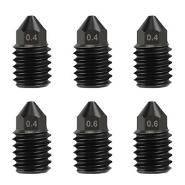 Nssnlur Pack of 6 hardened steel nozzle for Bambulab X1/X1C/X1E/P1P/P1S, 4 pieces 0.4 mm, 6 pieces 0.6 mm hardened steel extruder hotend nozzles for Bambu Lab X1/X1C/X1E/P1P/P1S 3D printers
