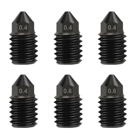Nssnlur Pack of 6 hardened steel nozzle for Bambulab X1/X1C/X1E/P1P/P1S, 4 pieces 0.4 mm, 6 pieces 0.6 mm hardened steel extruder hotend nozzles for Bambu Lab X1/X1C/X1E/P1P/P1S 3D printers