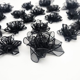 ZOOYOO Black Gift Bows,18 Pcs Self-Adhesive Bows Assortment,Presents Baskets Bags Decorations for Christmas,Xmas,Birthday Christmas,Graduation,Wedding,Party