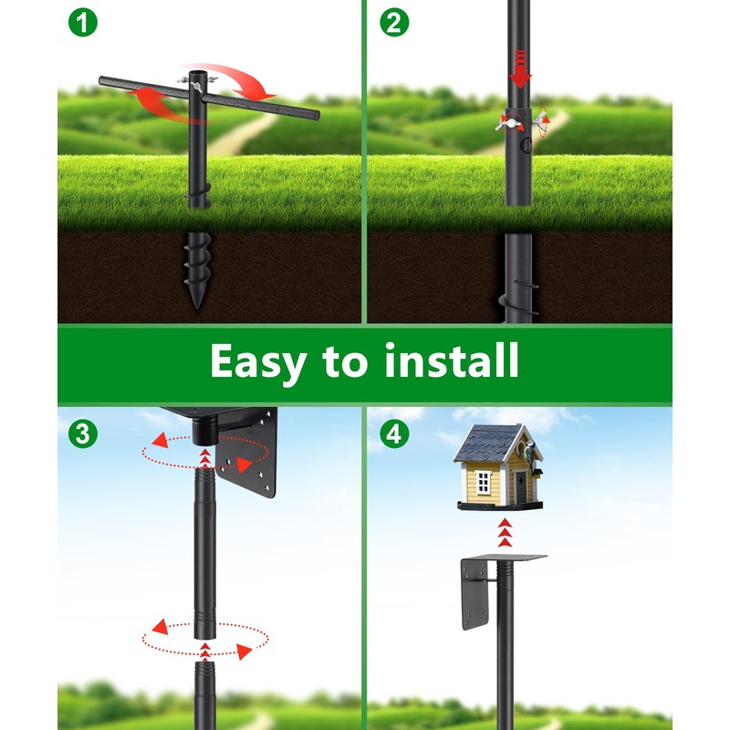 Heavy Duty Bird Feeder Pole - 60 Inch Adjustable Bird