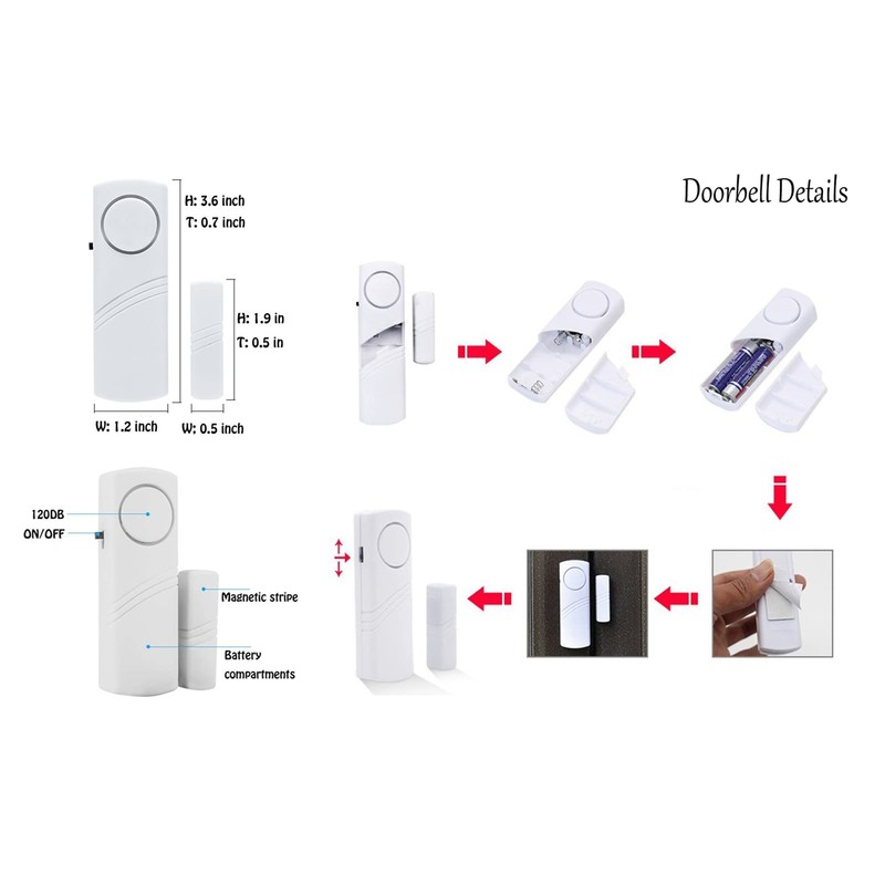 Door Window Alarm, 90DB Door Alarms for Kids Safety, Wireless