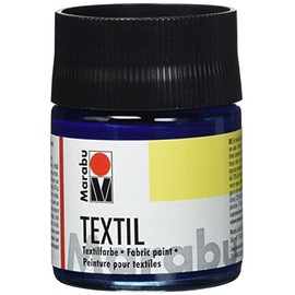 Marabu - Textile Fabric Paint, Water-Based Fabric Printing Ink - for Bright Fabrics - Washable up to 60°C - Soft Handle, Easy to Fix by Ironing or in the Oven, 50 ml, dark blue
