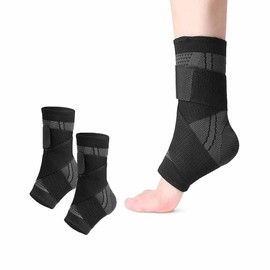 MUZENS 2PCS Tobilleras Deportiva de Compresión Ajustable, Protección de Tobillos Tobillera Elástica Soportes de Tobillo Antideslizante con Correa para Mujeres Hombres Basquetbol, Correr, Fútbol, Crossfit