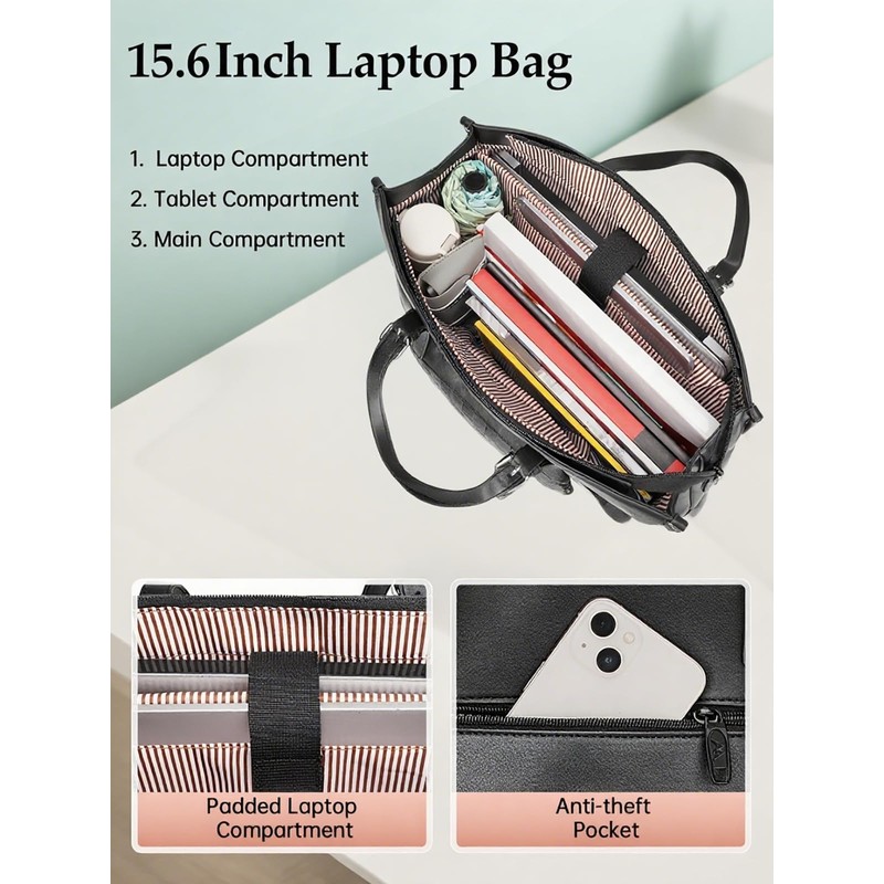 MATEIN Laptop Tote Bag with Insulated Lunch Compartment, 15.6 Inch